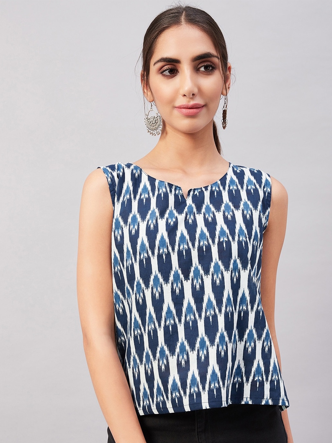 

InWeave Geometric Print Cotton Top, Blue