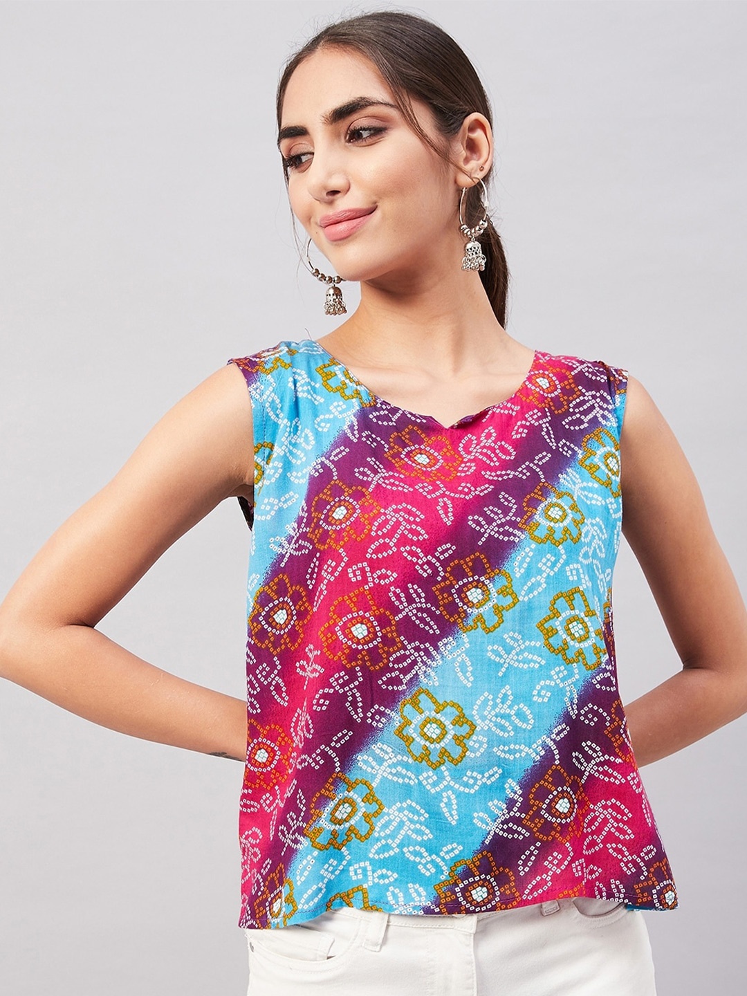

InWeave Floral Print V-Neck Top, Purple