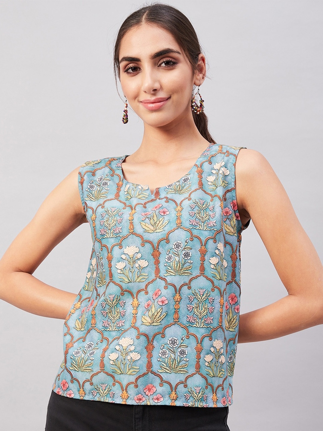 

InWeave Floral Print Top, Sea green