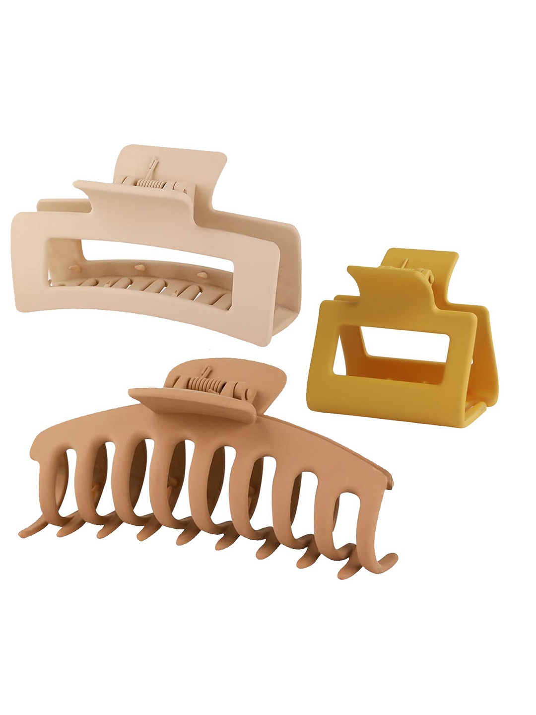

VAGHBHATT Women Set of 3 Plastic Claw Clips, Brown
