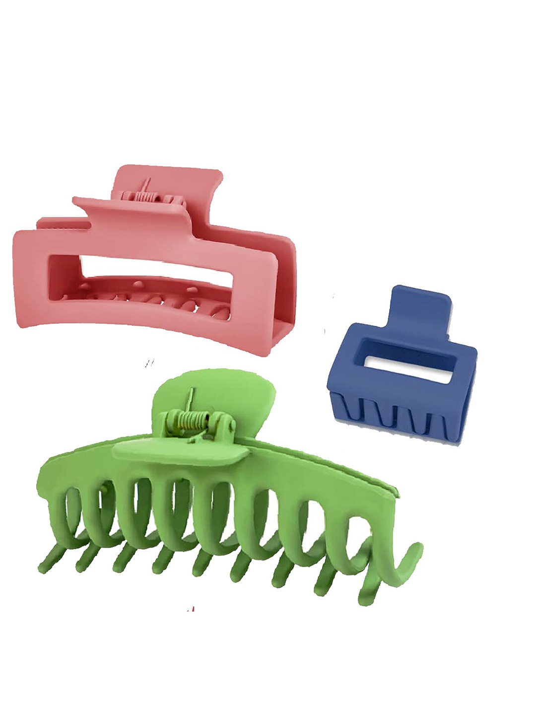 

VAGHBHATT Women Set Of 3 Plastic Claw Clips, Green