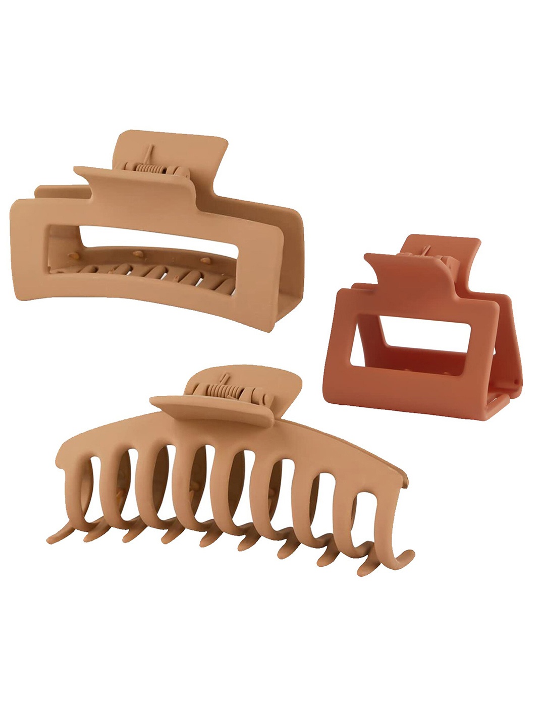 

VAGHBHATT Women Set of 3 Plastic Claw Clips, Brown