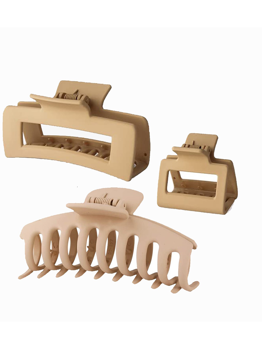 

VAGHBHATT Women Set Of 3 Plastic Claw Clips, Beige