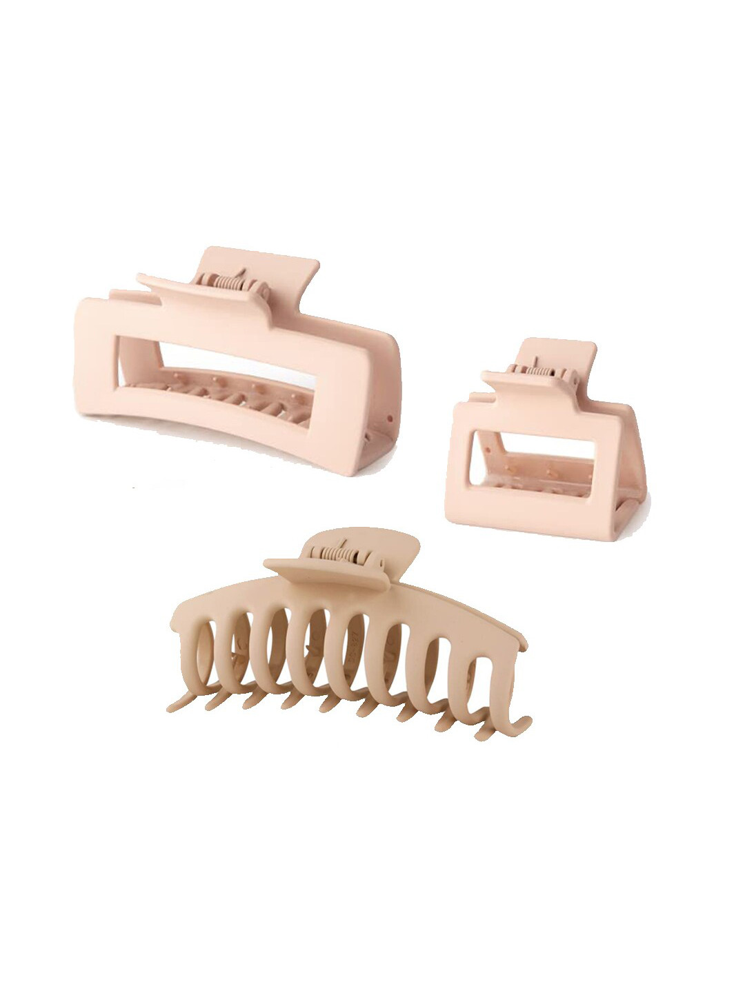 

VAGHBHATT Women Set Of 3 Plastic Claw Clips, Peach