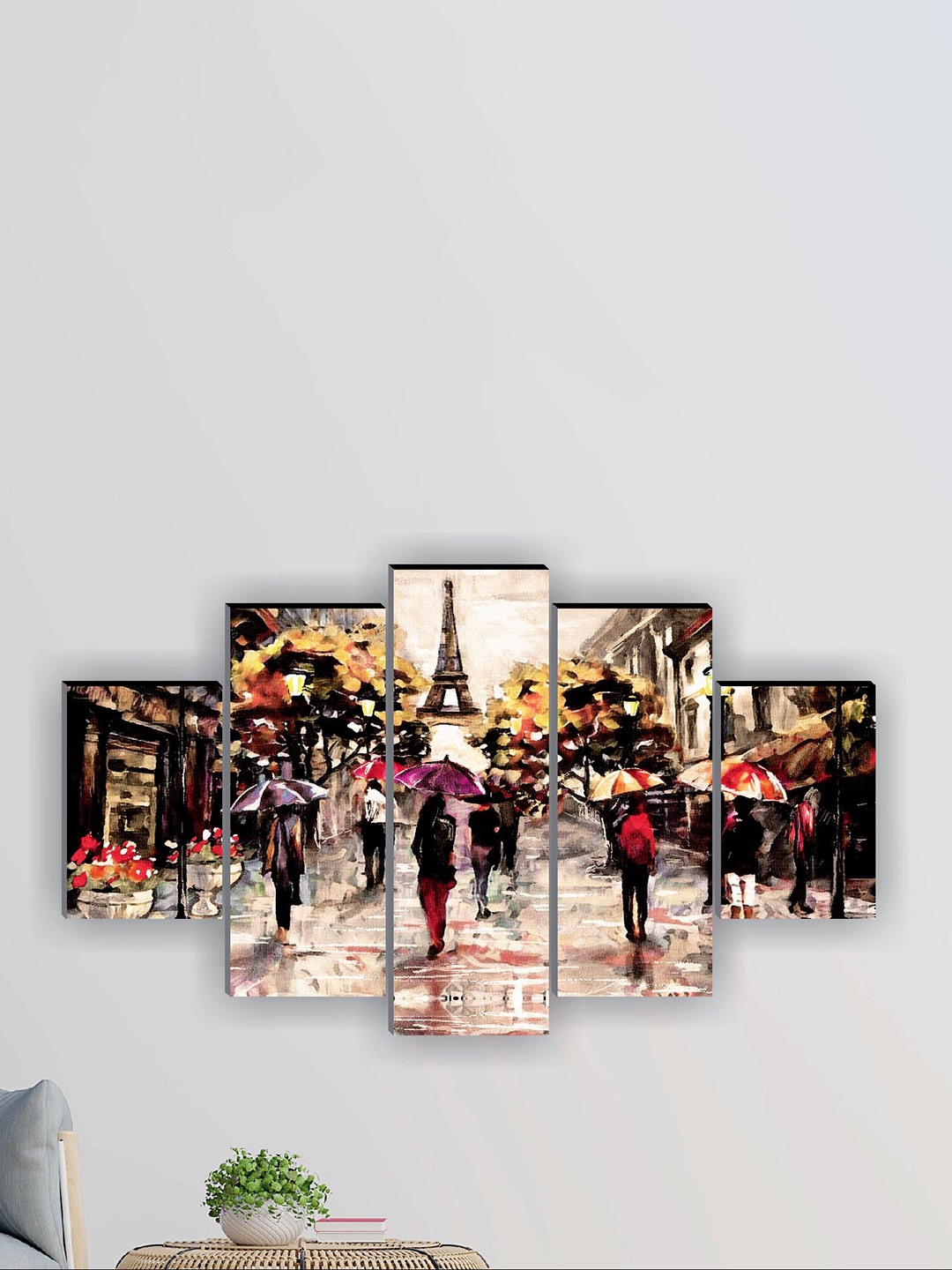 

SAF 5 Pcs Yellow & Brown Modern Art UV Textured Painting Wall Art