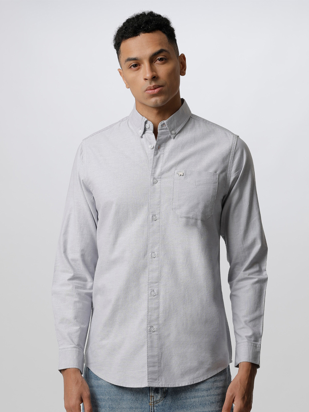 

THE BEAR HOUSE Men Casual Cotton Shirt, Grey