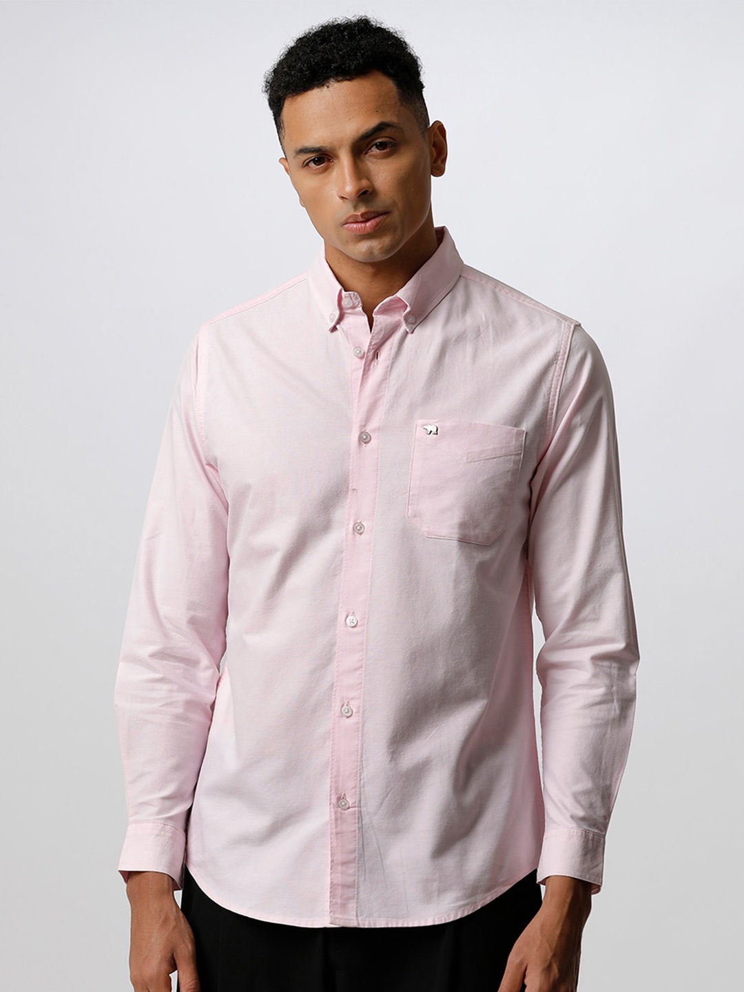 

THE BEAR HOUSE Men Pure Cotton Slim Fit Casual Shirt, Pink