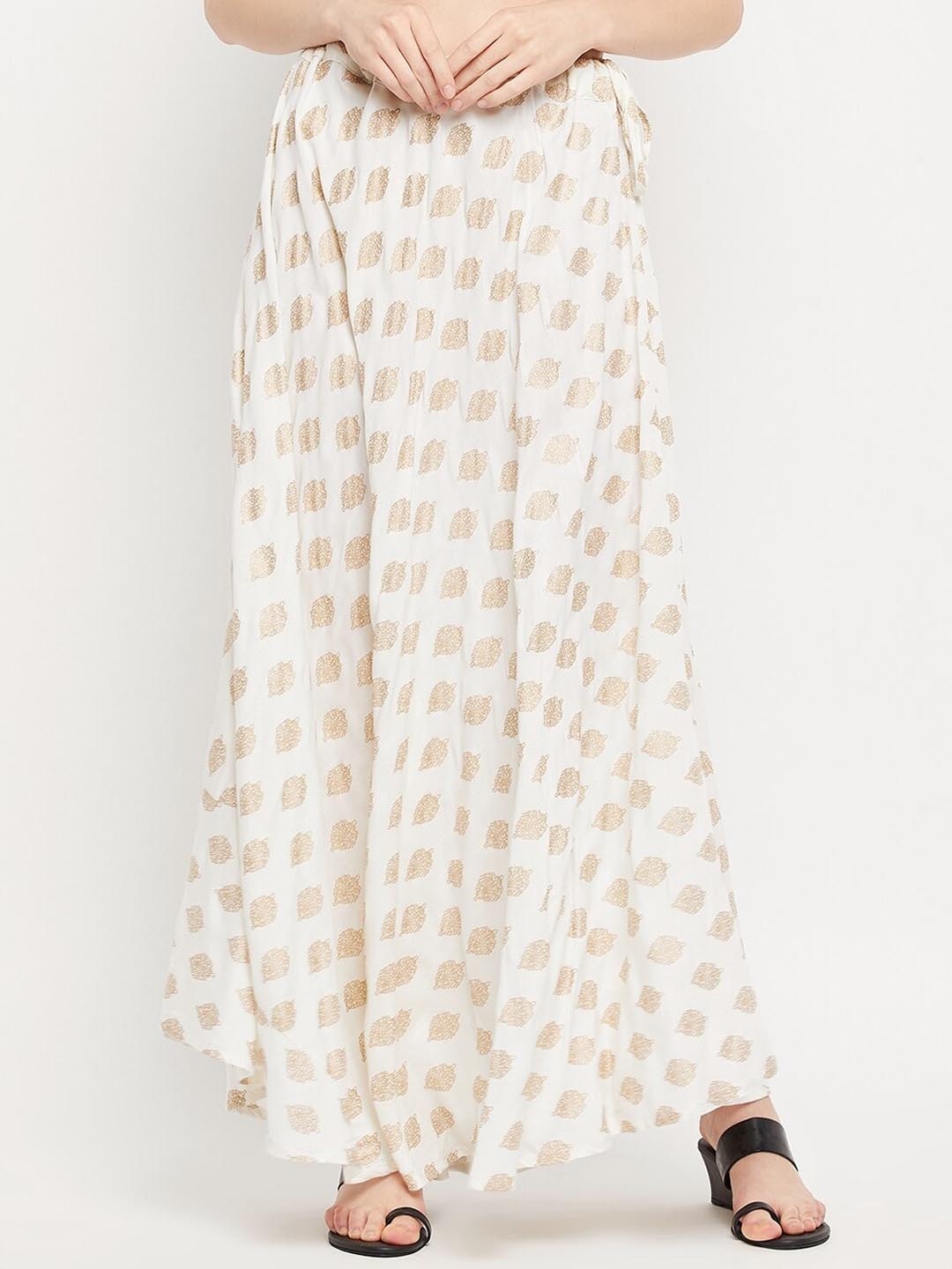 

Clora Creation Printed Flared Maxi Skirt, Cream