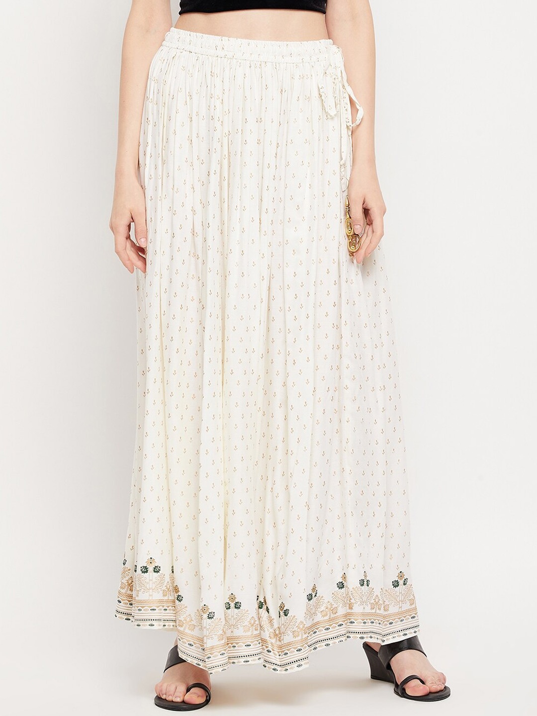 

Clora Creation Floral Printed Flared Maxi Skirt, Cream