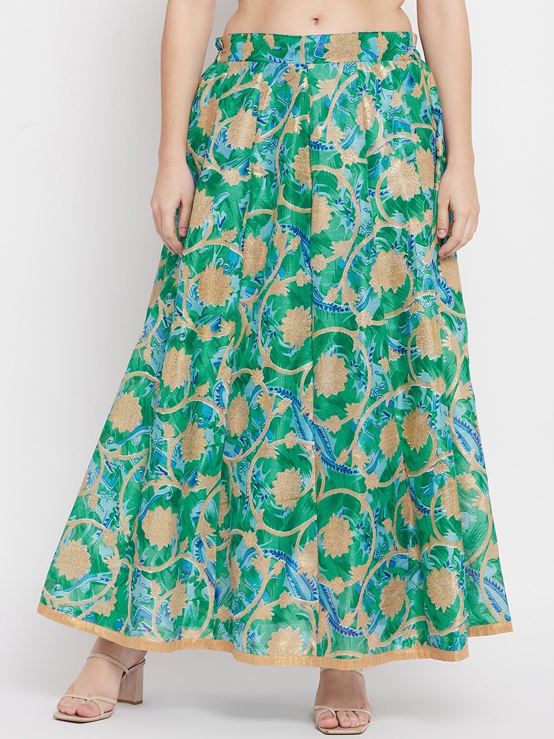 

Clora Creation Self-Designed Flared Maxi Skirt, Turquoise blue