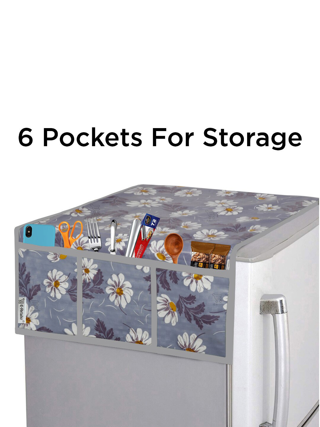 

E-Retailer Grey 6 Pieces Printed Fridge Appliances Cover