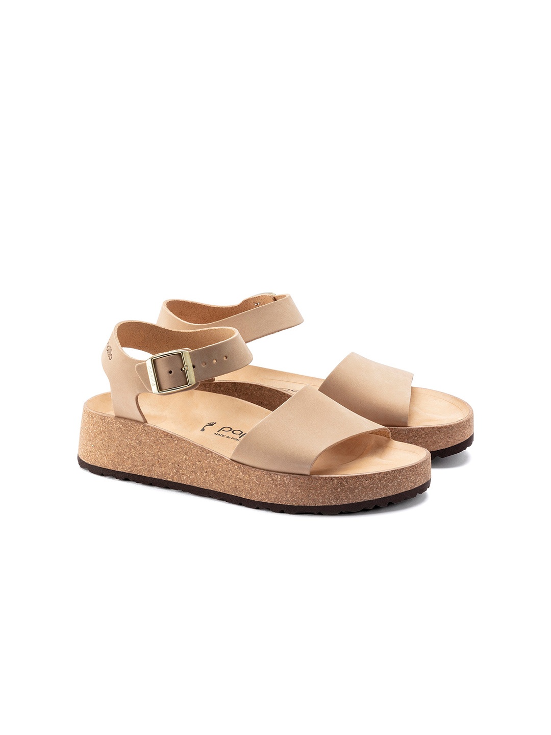 

Birkenstock Leather Open Toe Flatform Heels, Beige