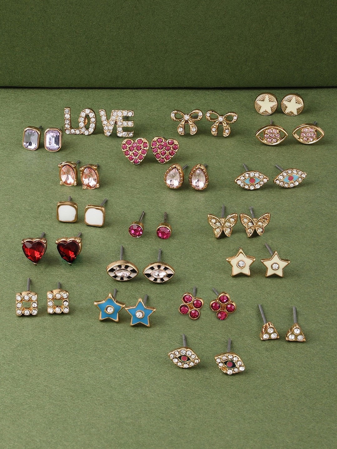 

AMI Set of 20 Contemporary Studs Earrings, Multi