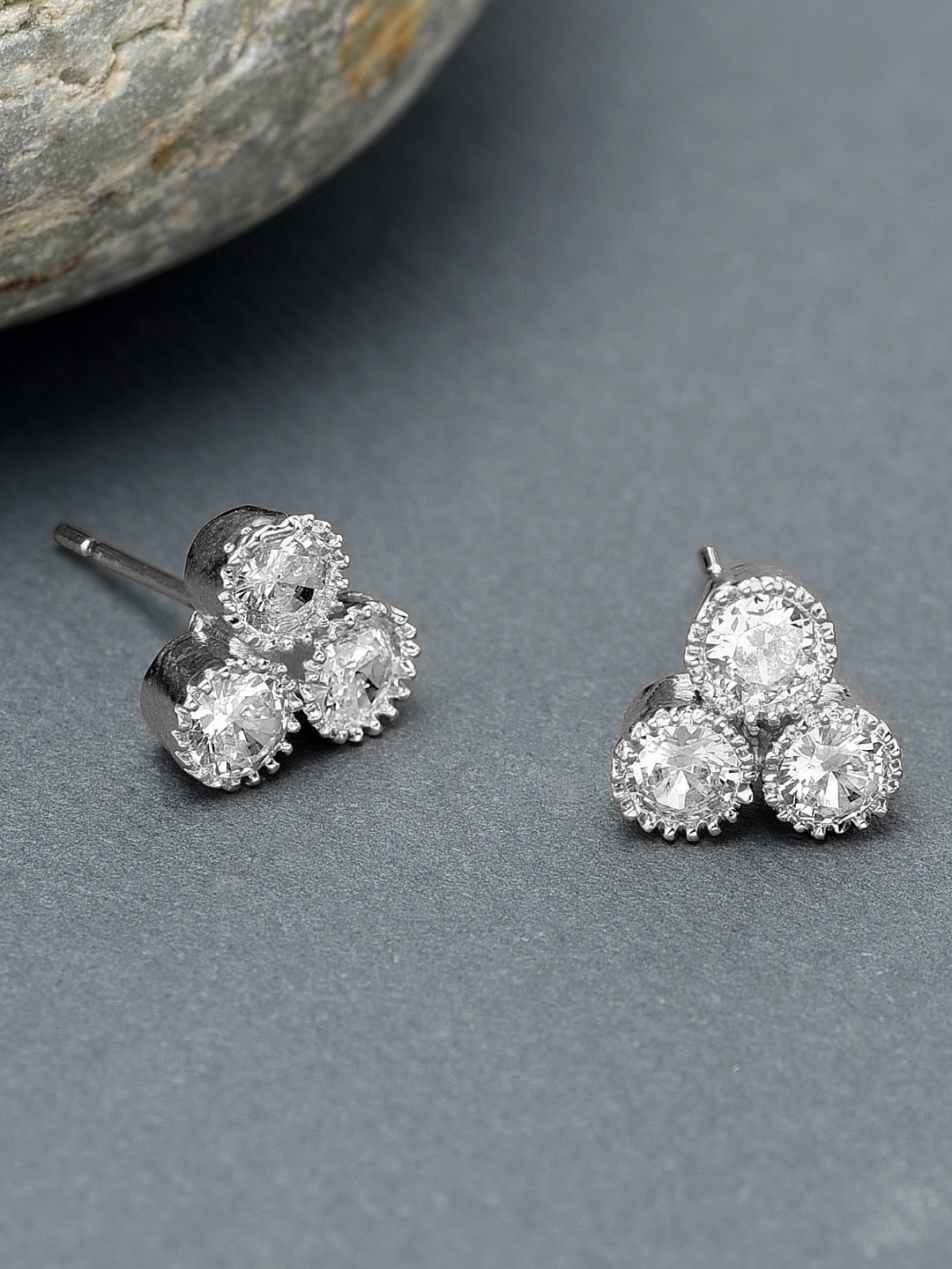 

AMI Silver-Plated Cubic Zirconia Studs Earrings, White