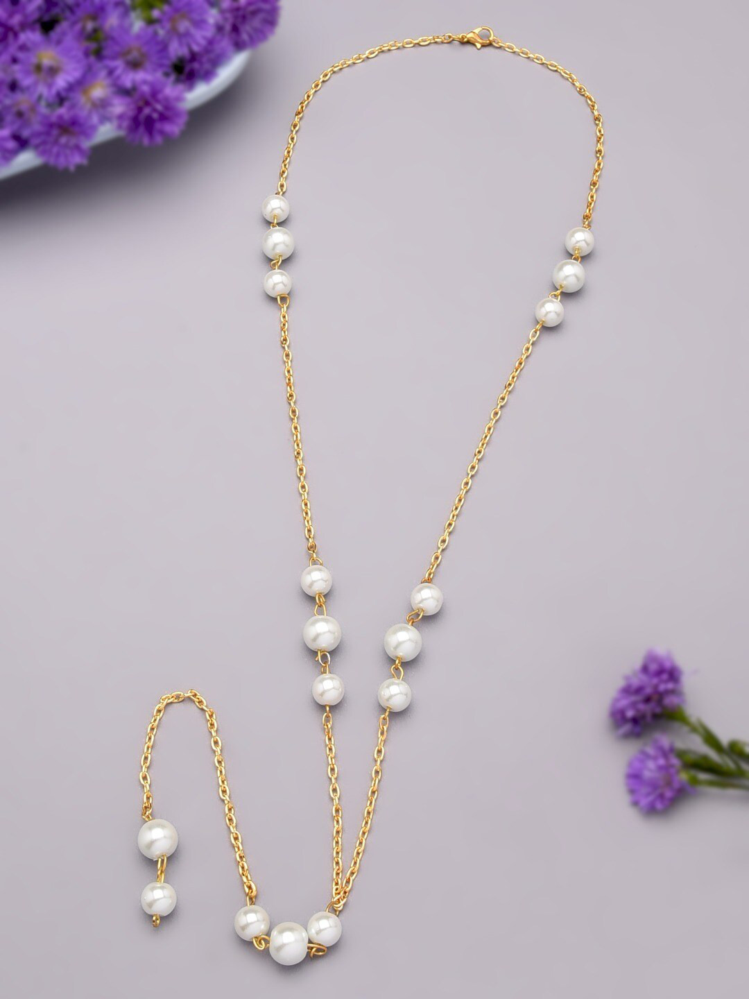 

AMI Gold-Plated Contemporary Pearl Beaded Chain