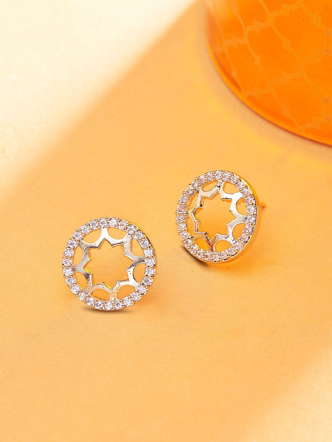 

AMI Rose Gold-Plated Cubic Zirconia Contemporary Studs Earrings, White