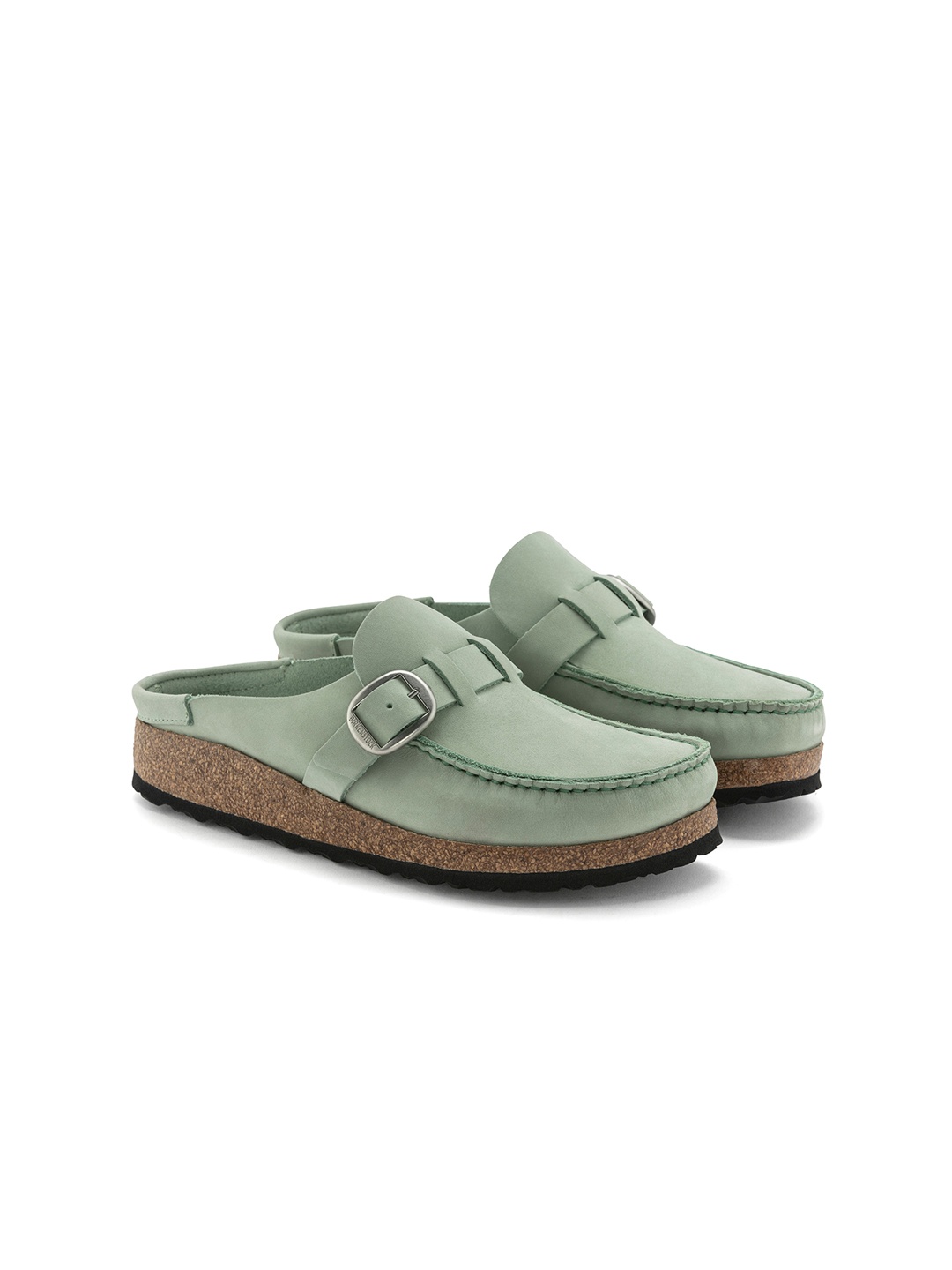 

Birkenstock Buckley Matcha Regular Width Nubuck Leather Slippers, Sea green