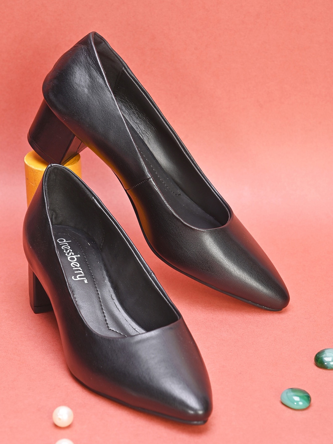 

DressBerry Women Closed Back Block Pumps, Black