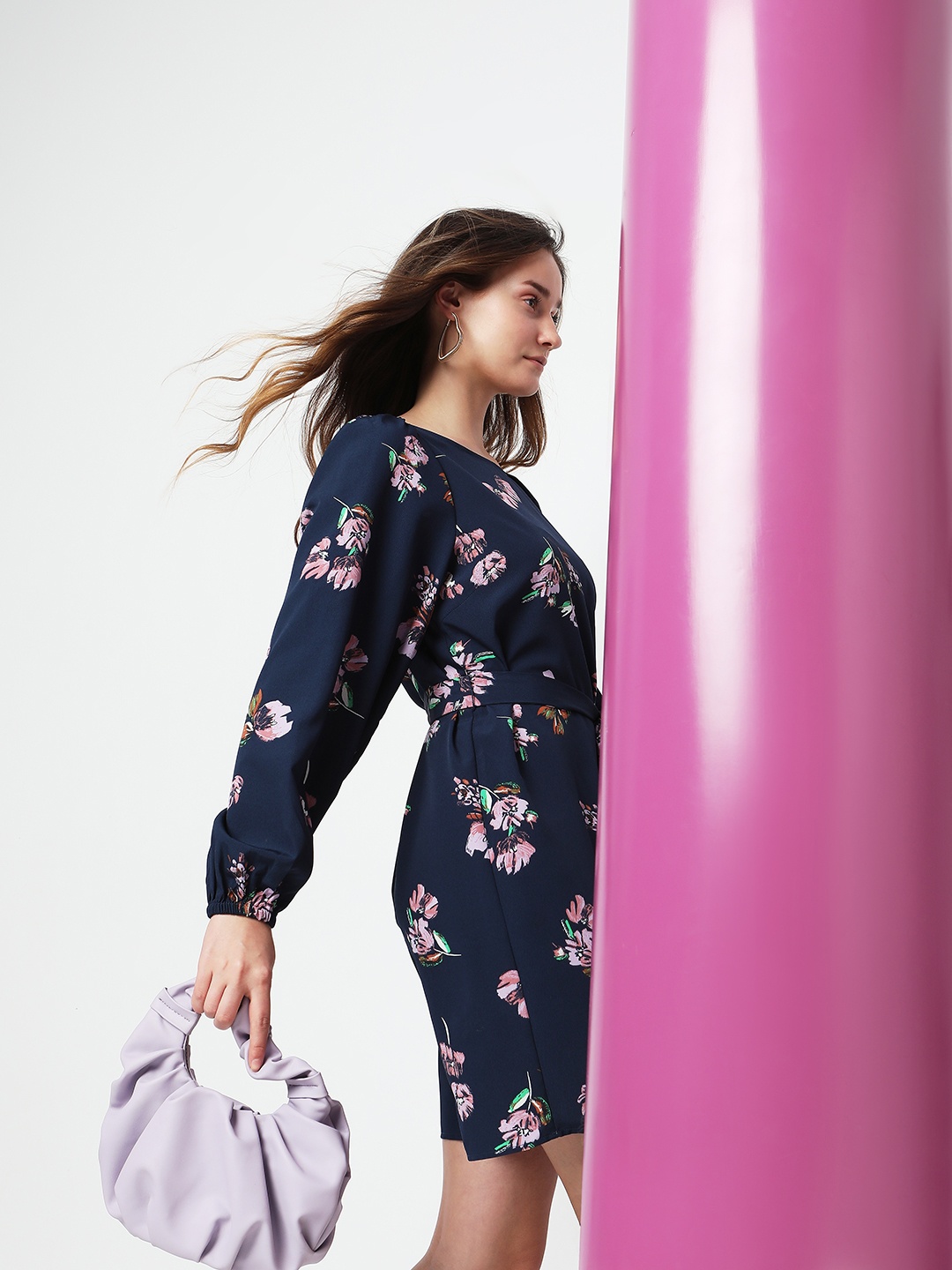 

Vero Moda Floral Printed Puff Sleeves Sheath Dress, Navy blue