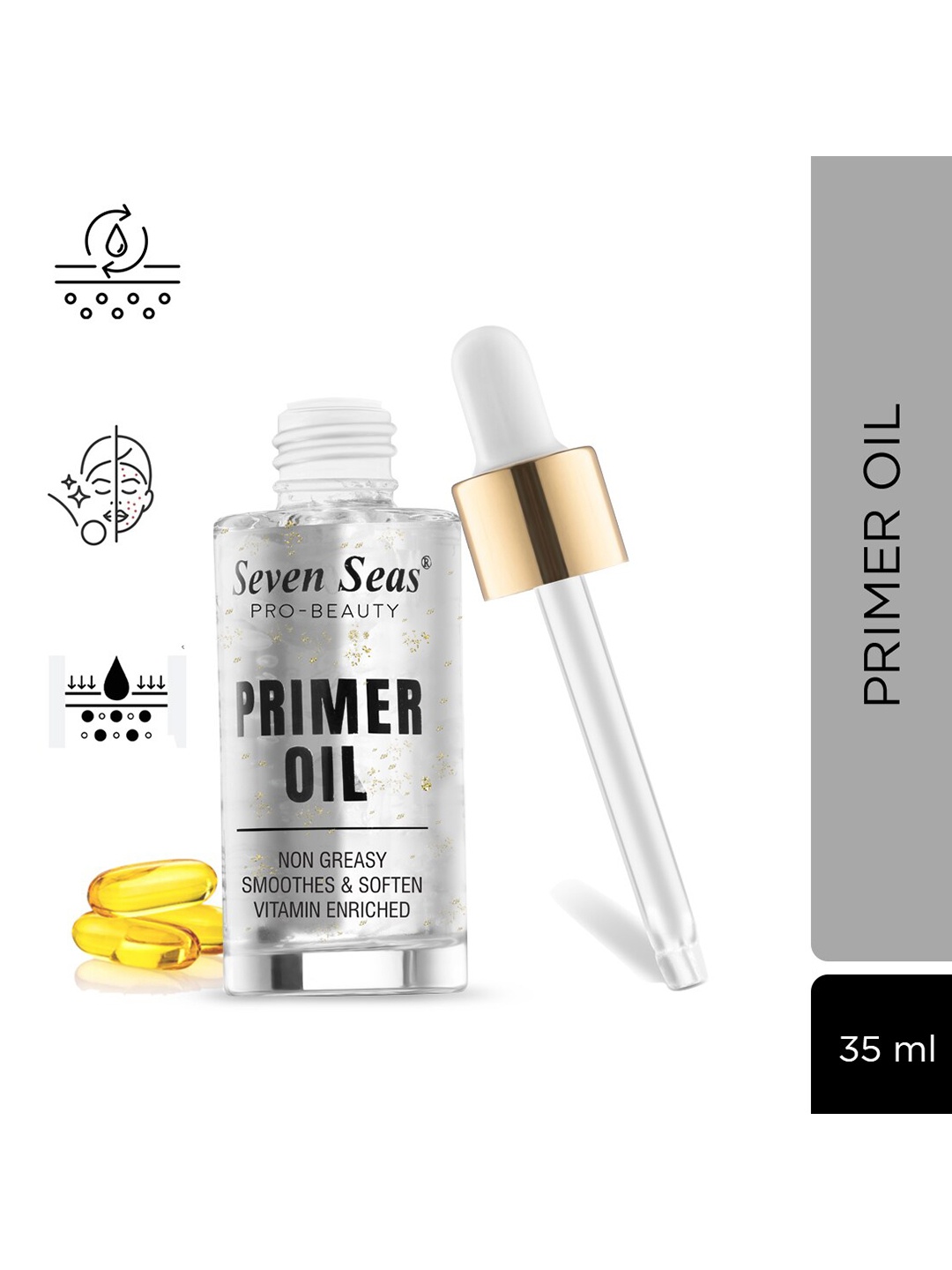

Seven Seas Glam Up Non-Greasy Smoothes & Softens Face Primer Oil 35 ml, Transparent