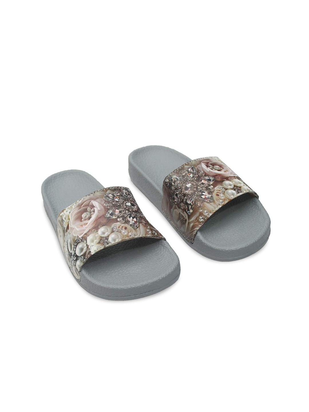 

FREECO Women Printed Sliders, Grey