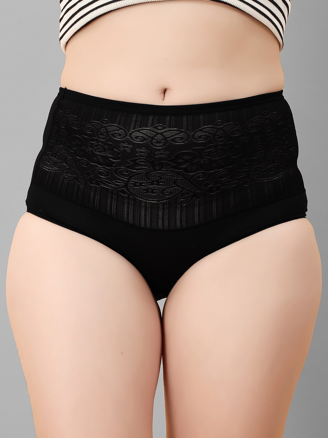 

DEALSEVEN FASHION Women Self-Design High-Rise Hipster Brief, Black