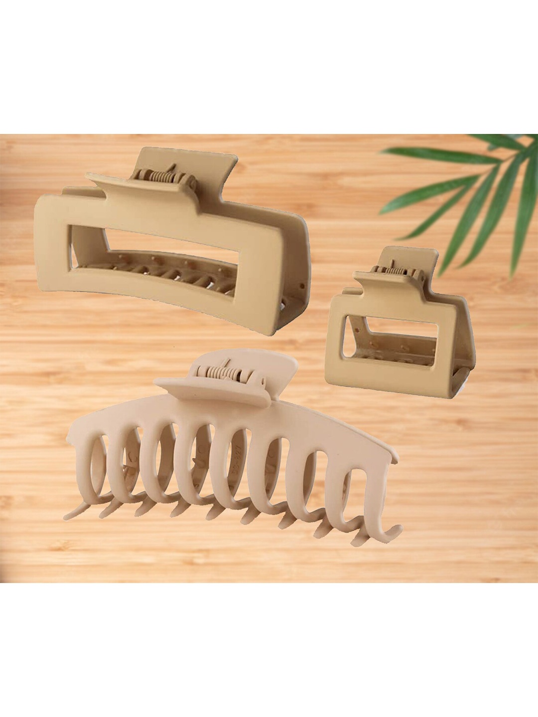 

FIMBUL Women Set Of 3 Plastic Claw Clips, Beige