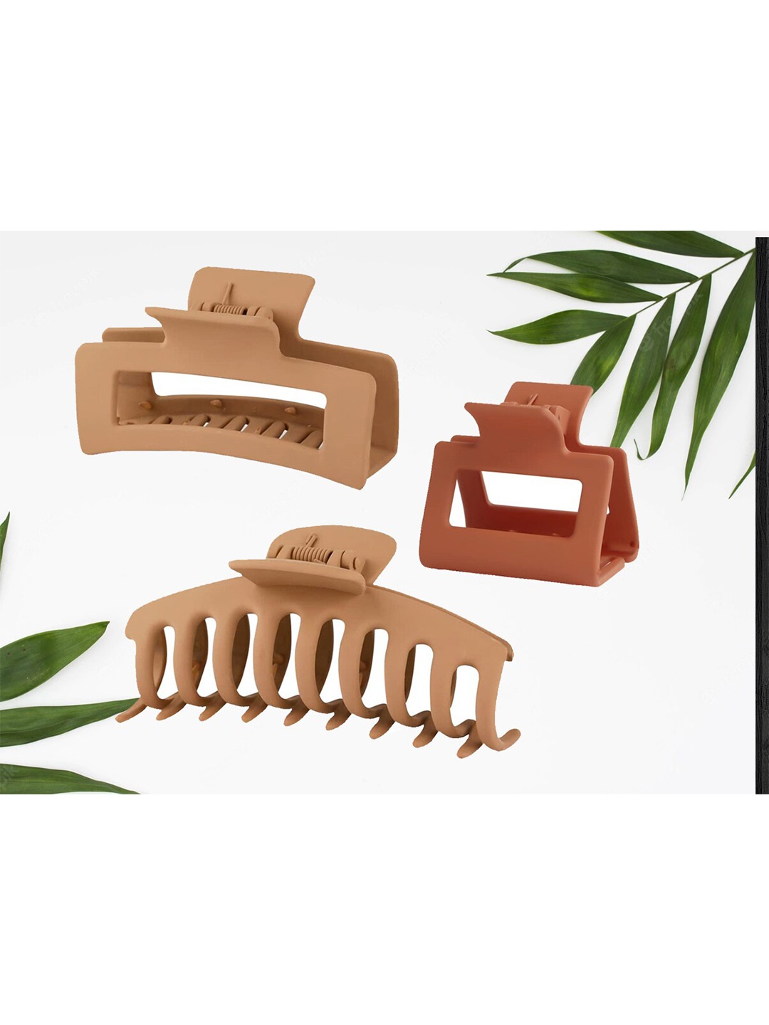 

FIMBUL Women Women Set of 3 Plastic Claw Clips, Khaki