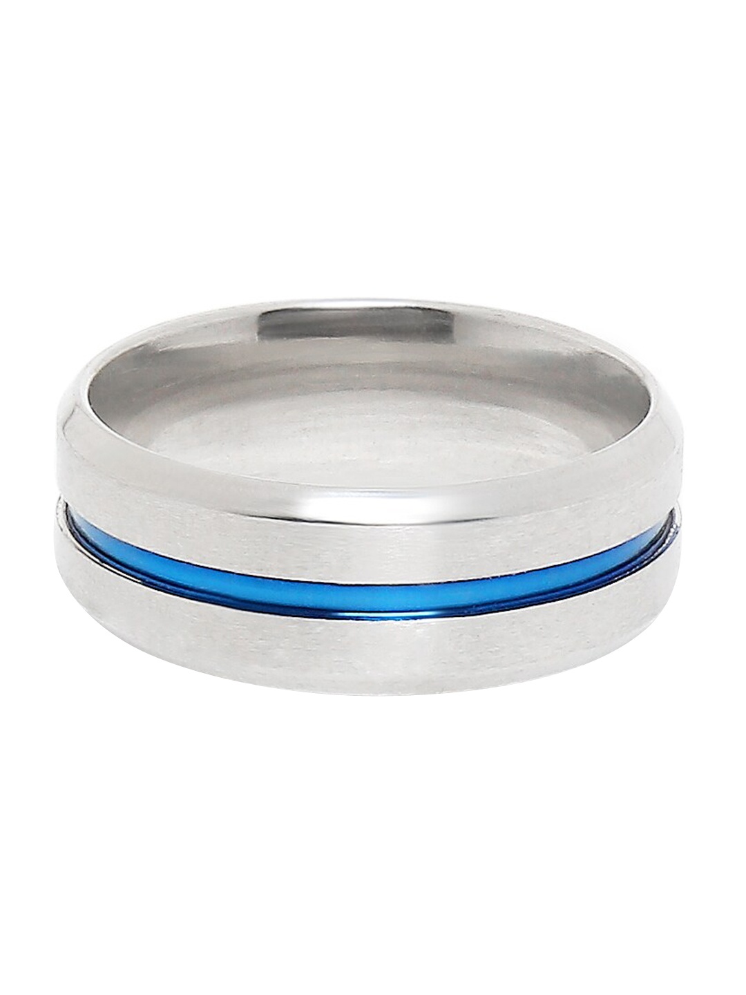 

OOMPH Men Silver-Plated Matte Finish Tungsten Band Finger Ring