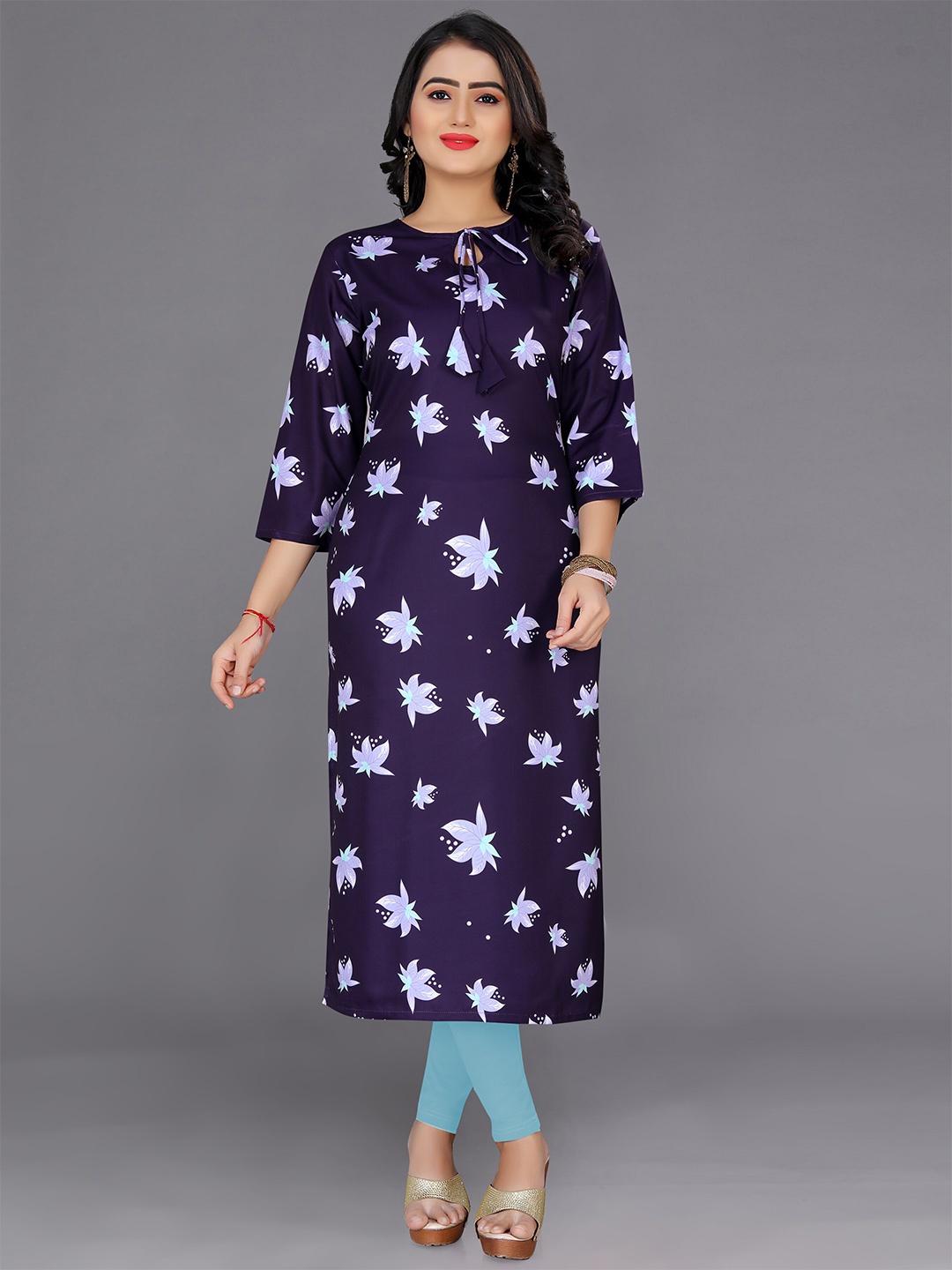 

Indian Fashionista Floral Printed Kurti, Navy blue