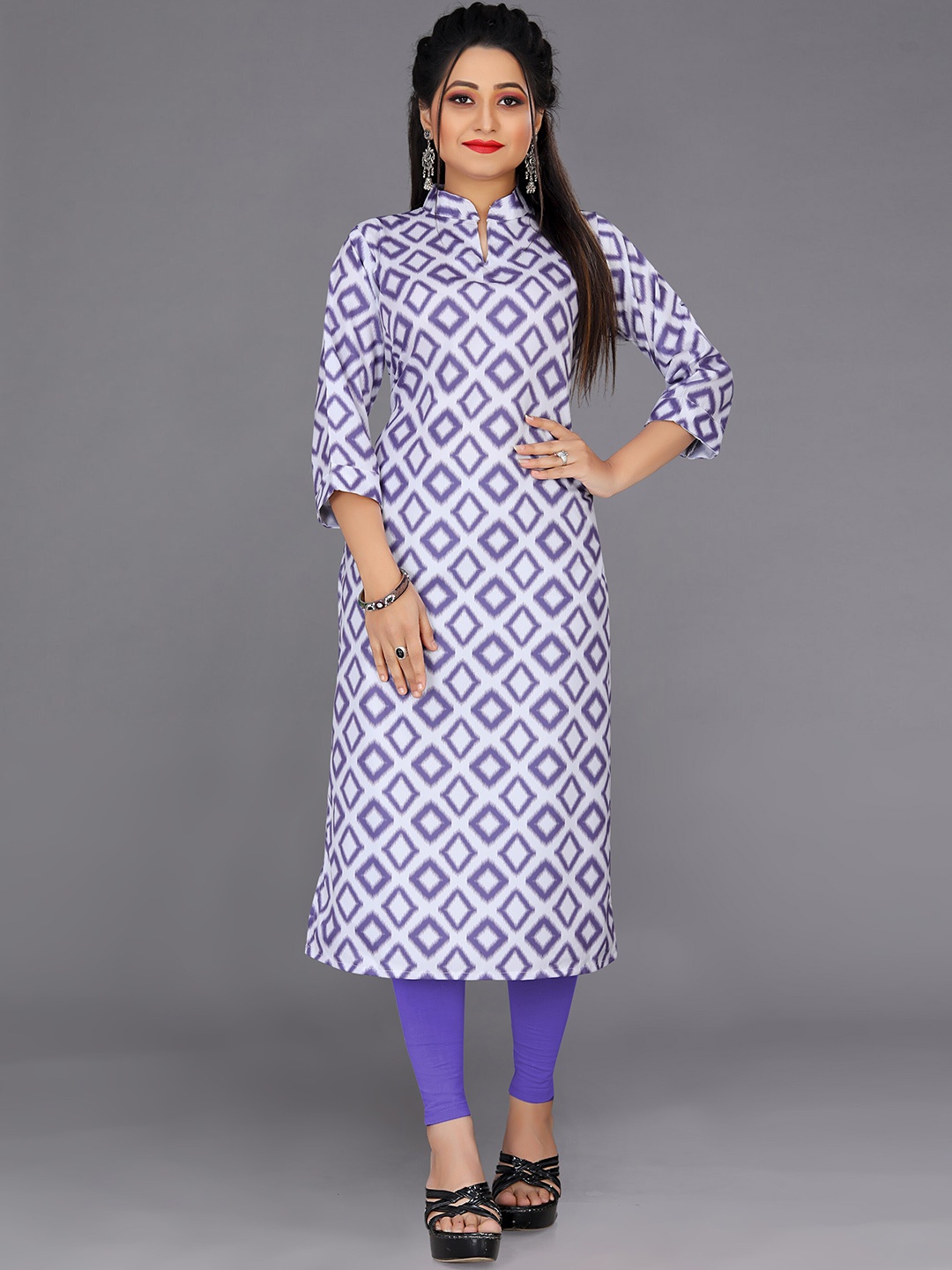

Indian Fashionista Ethnic Motifs Printed Dobby Kurti, Blue