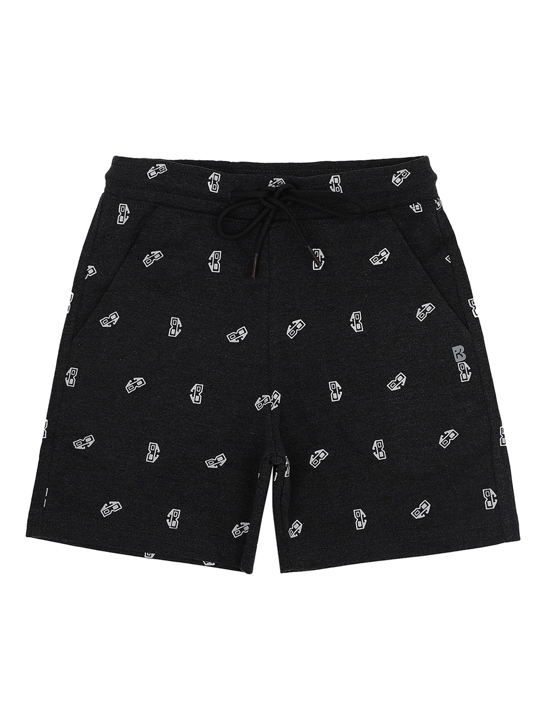 

PROTEENS Boys Printed Cotton Regular Fit Shorts, Black
