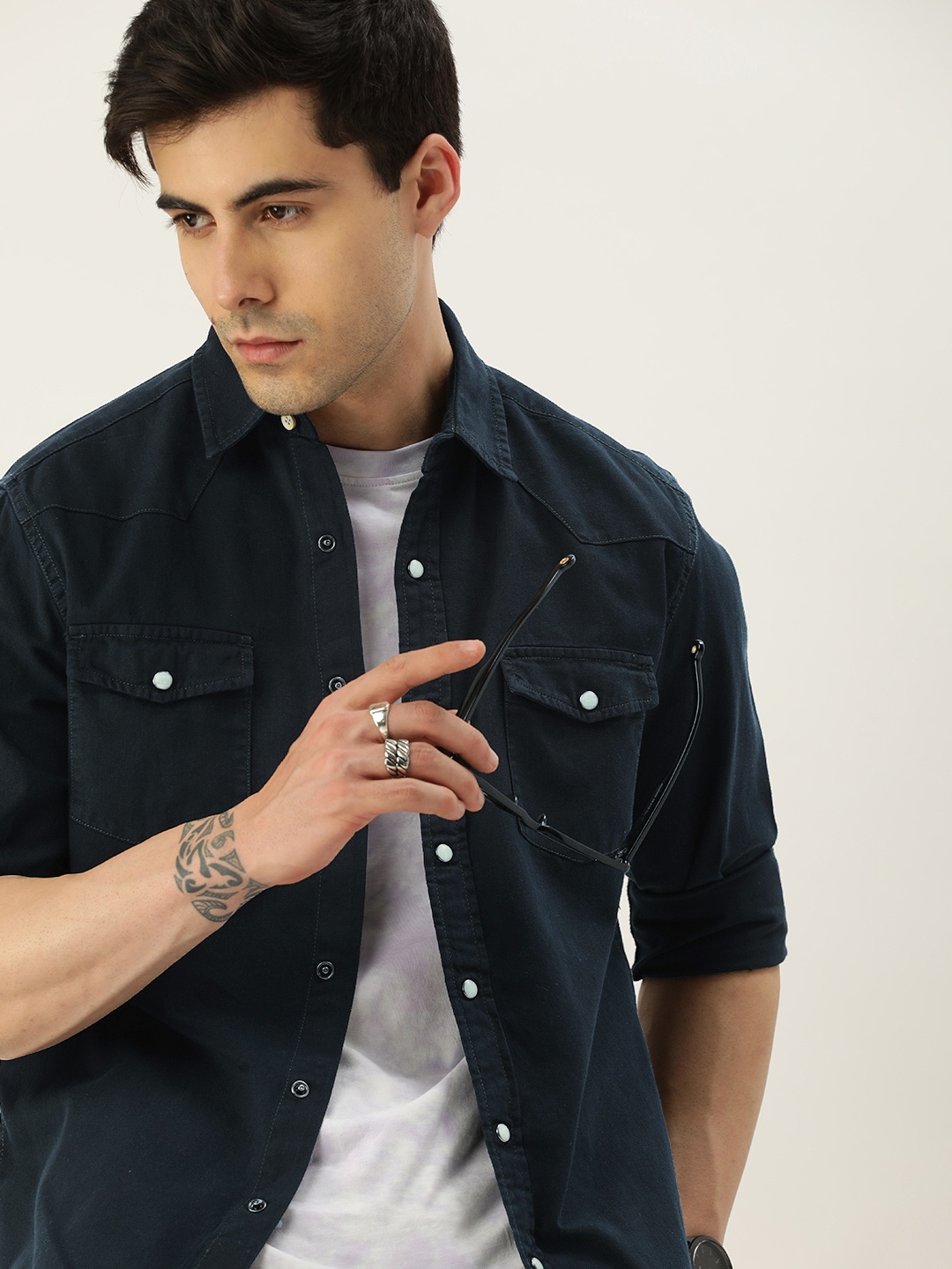 

Kook N Keech Men Navy Blue Relaxed Casual Shirt