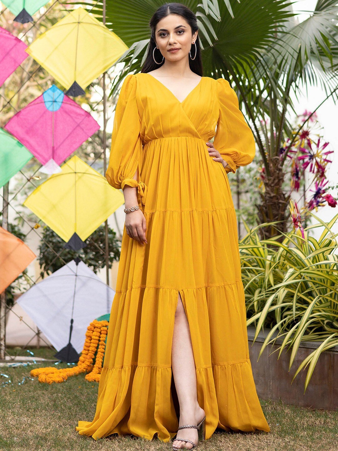 

Lavanya The Label Tiered Georgette Maxi Dress, Mustard