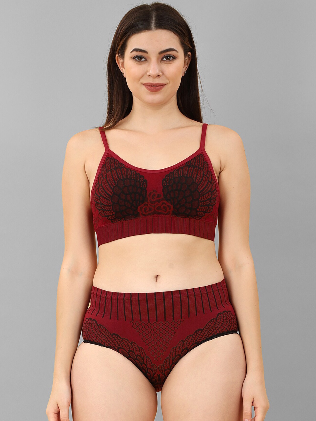 

DEALSEVEN FASHION Women Self-Designed Lingerie Set, Maroon