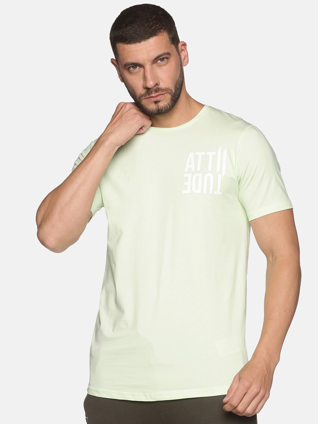 

ATTIITUDE Typography Printed Pure Cotton T-shirt, Sea green