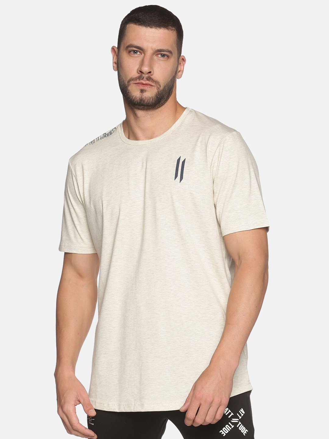 

ATTIITUDE Men Round Neck Cotton T-shirt, Off white