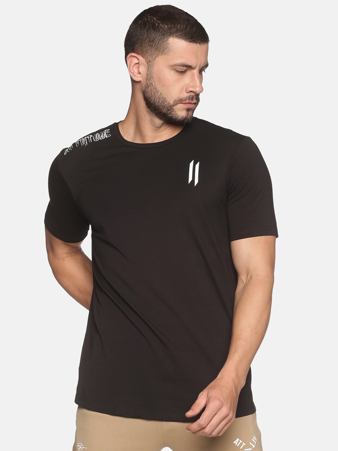 

ATTIITUDE Men Dry Fit Pure Cotton T-shirt, Black
