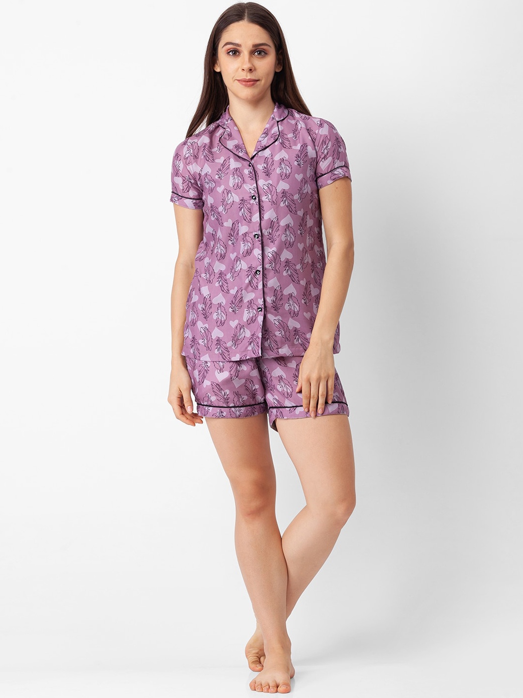 

FashionRack Women Floral Printed Pure Cotton Night Suit, Pink