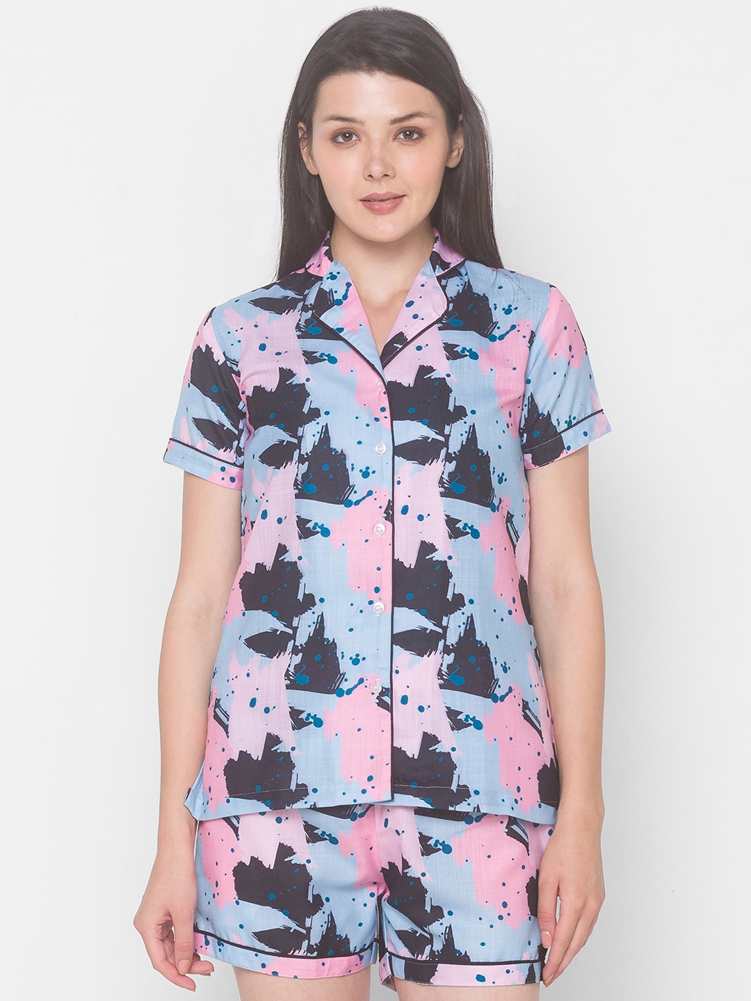 

FashionRack Women Abstract Printed Night Suit, Blue