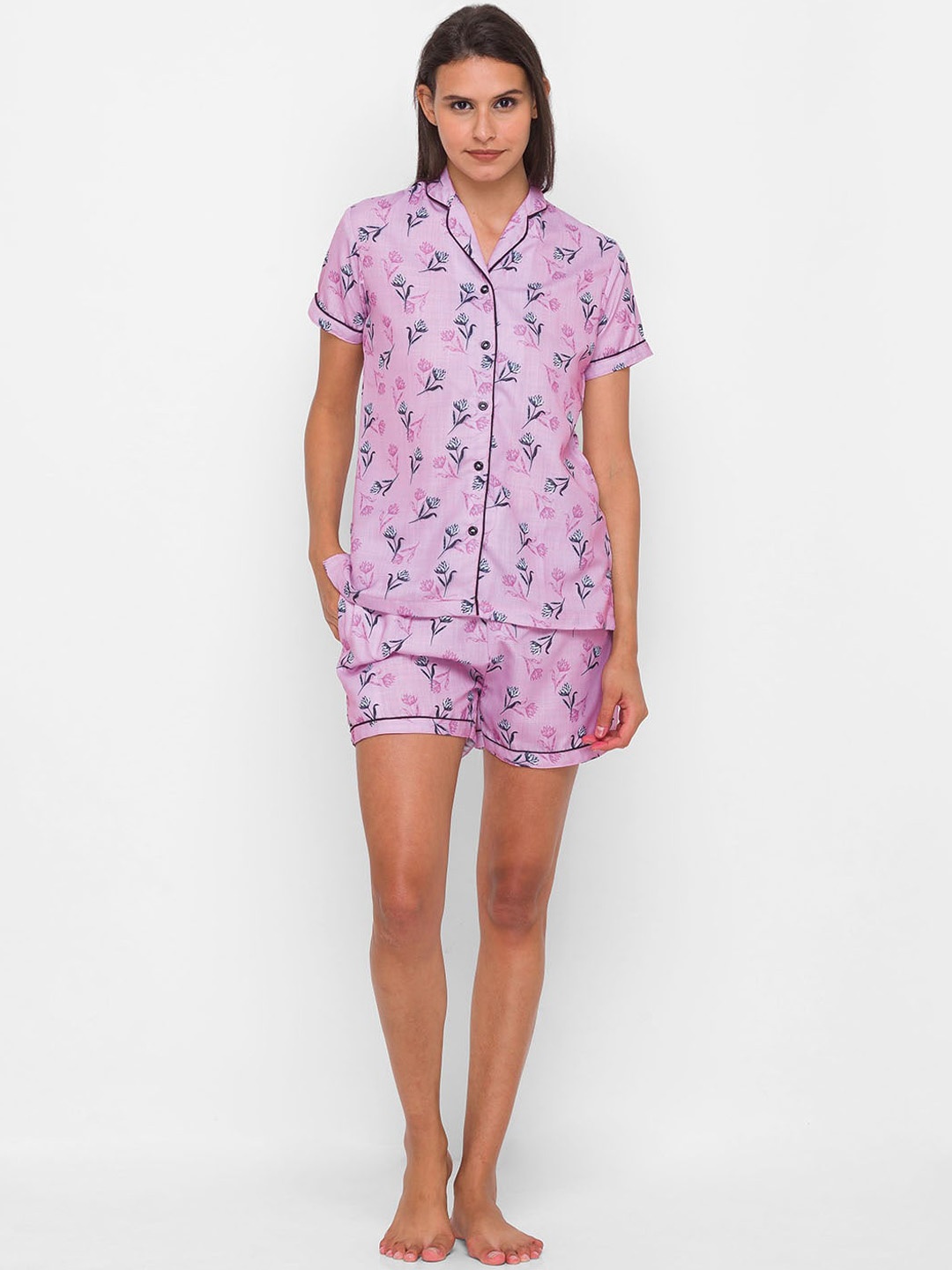 

FashionRack Women Floral Printed Night Suit, Pink
