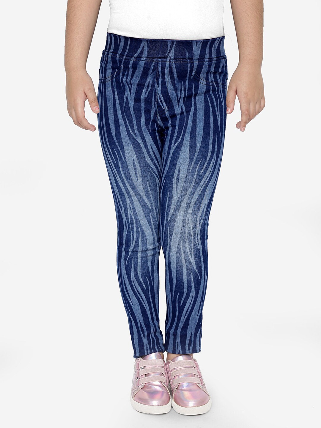 

Naughty Ninos Girls Skinny Fit Printed Jeggings, Blue
