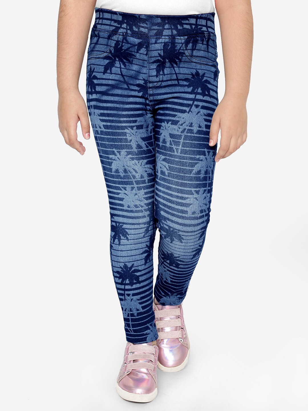 

Naughty Ninos Girls Slim Fit Printed Jeggings, Blue