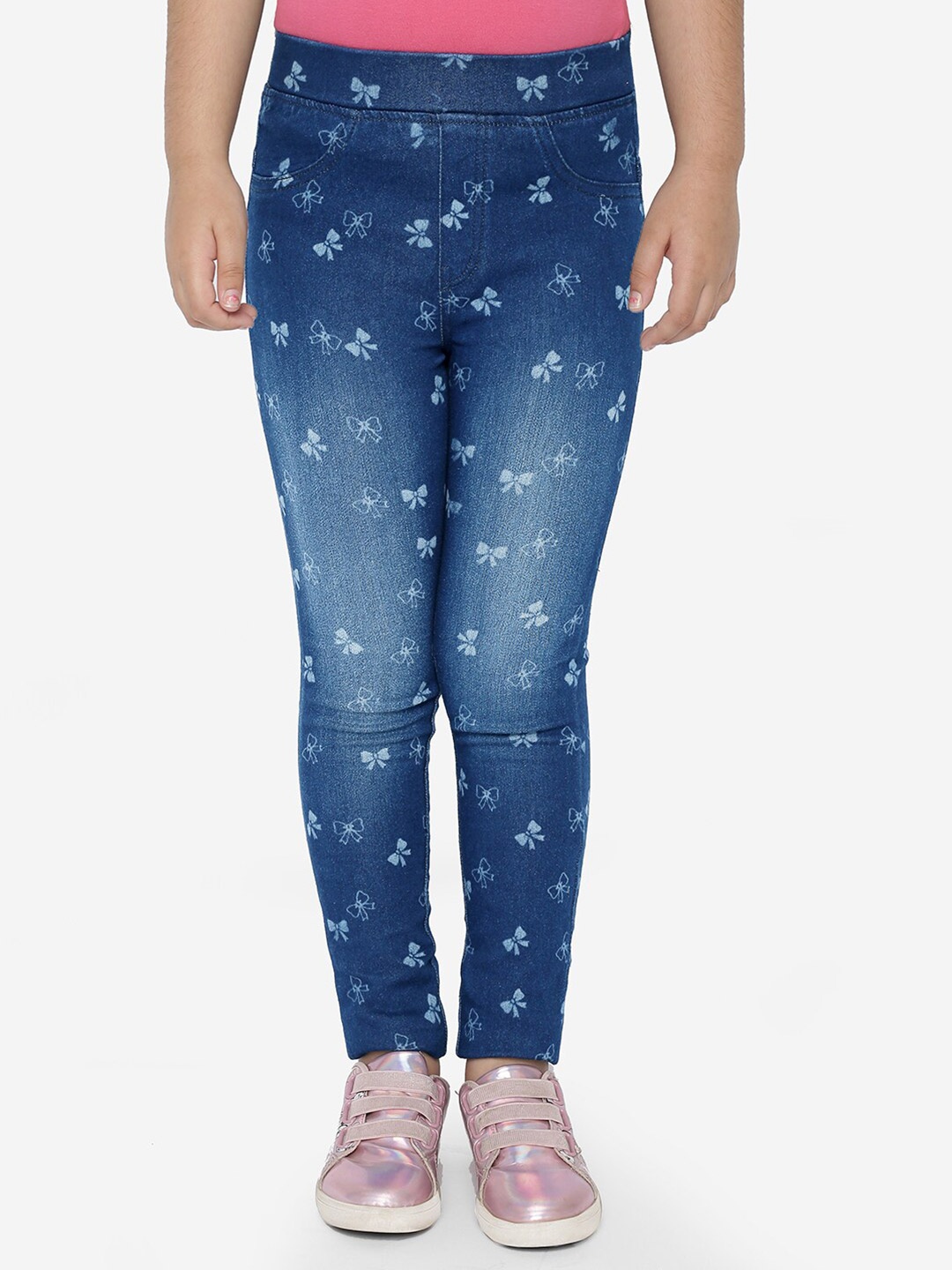 

Naughty Ninos Girls Slim Fit Printed Jeggings, Blue