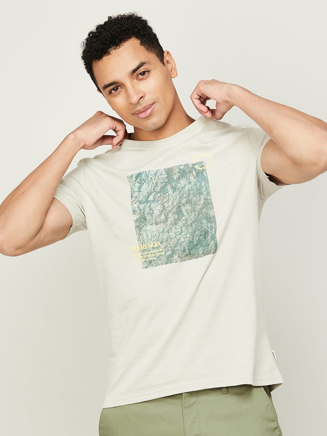 

Fame Forever by Lifestyle Men Printed Cotton T-shirt, Beige