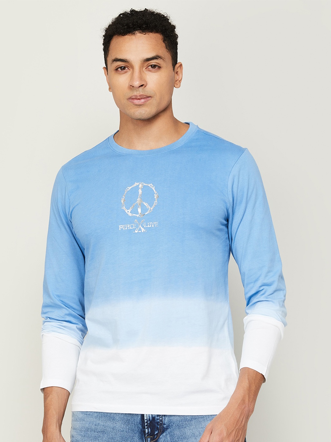 

Forca by Lifestyle Dyed Long Sleeve Cotton T-shirt, Blue