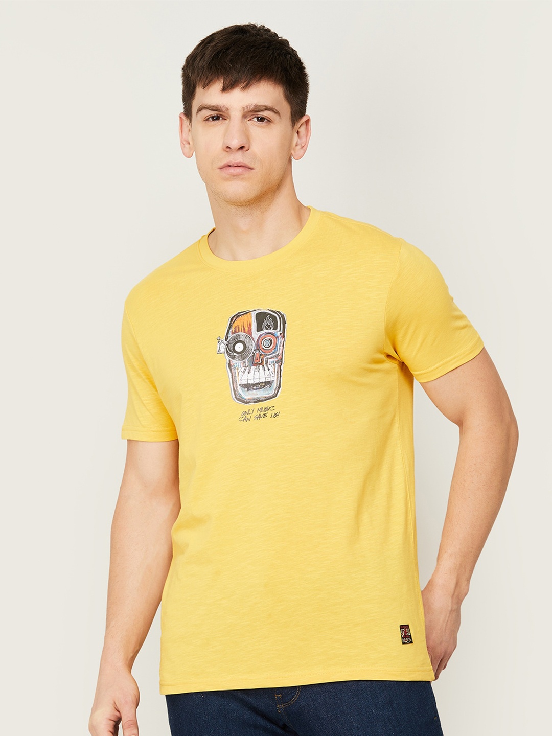 

Forca Men Graphic Printed Cotton T-shirt, Yellow