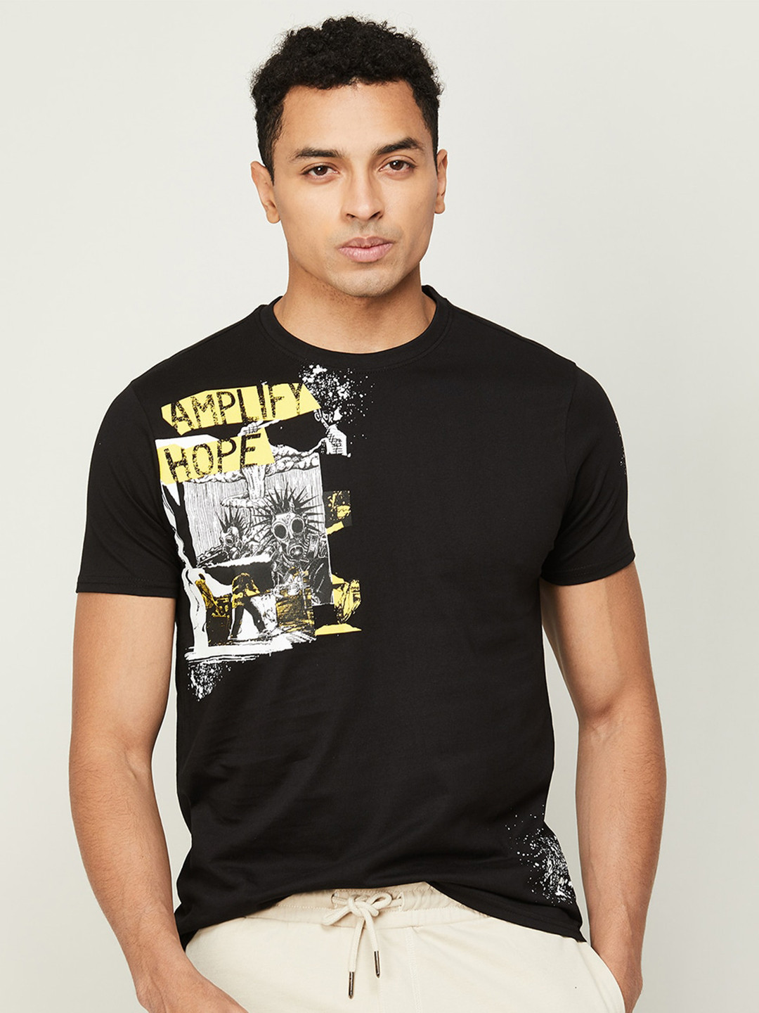 

Forca Men Printed Cotton T-shirt, Black