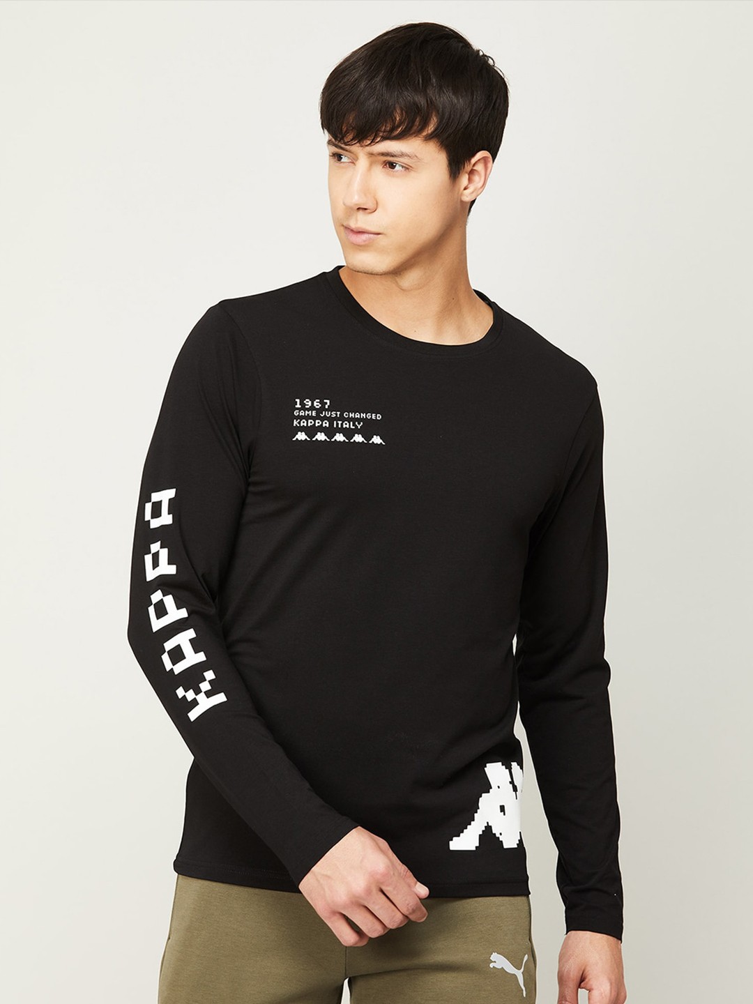 

Kappa Men Typography Printed Cotton T-shirt, Black