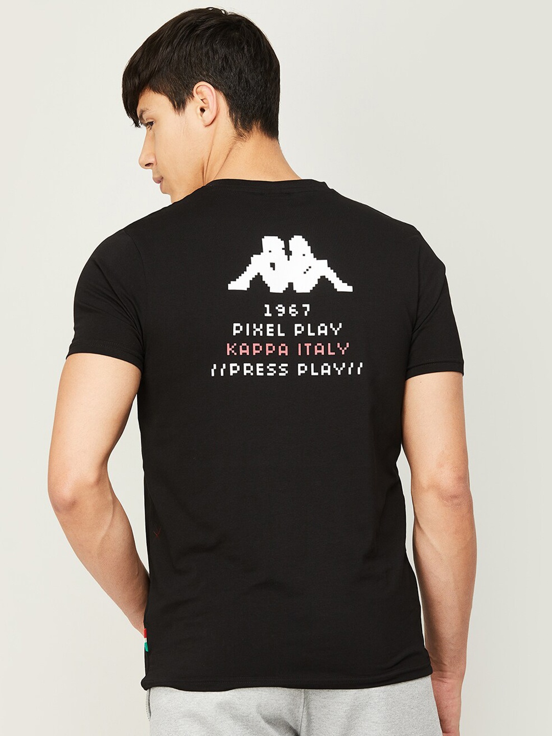 

Kappa Men Printed Slim Fit Cotton T-shirt, Black